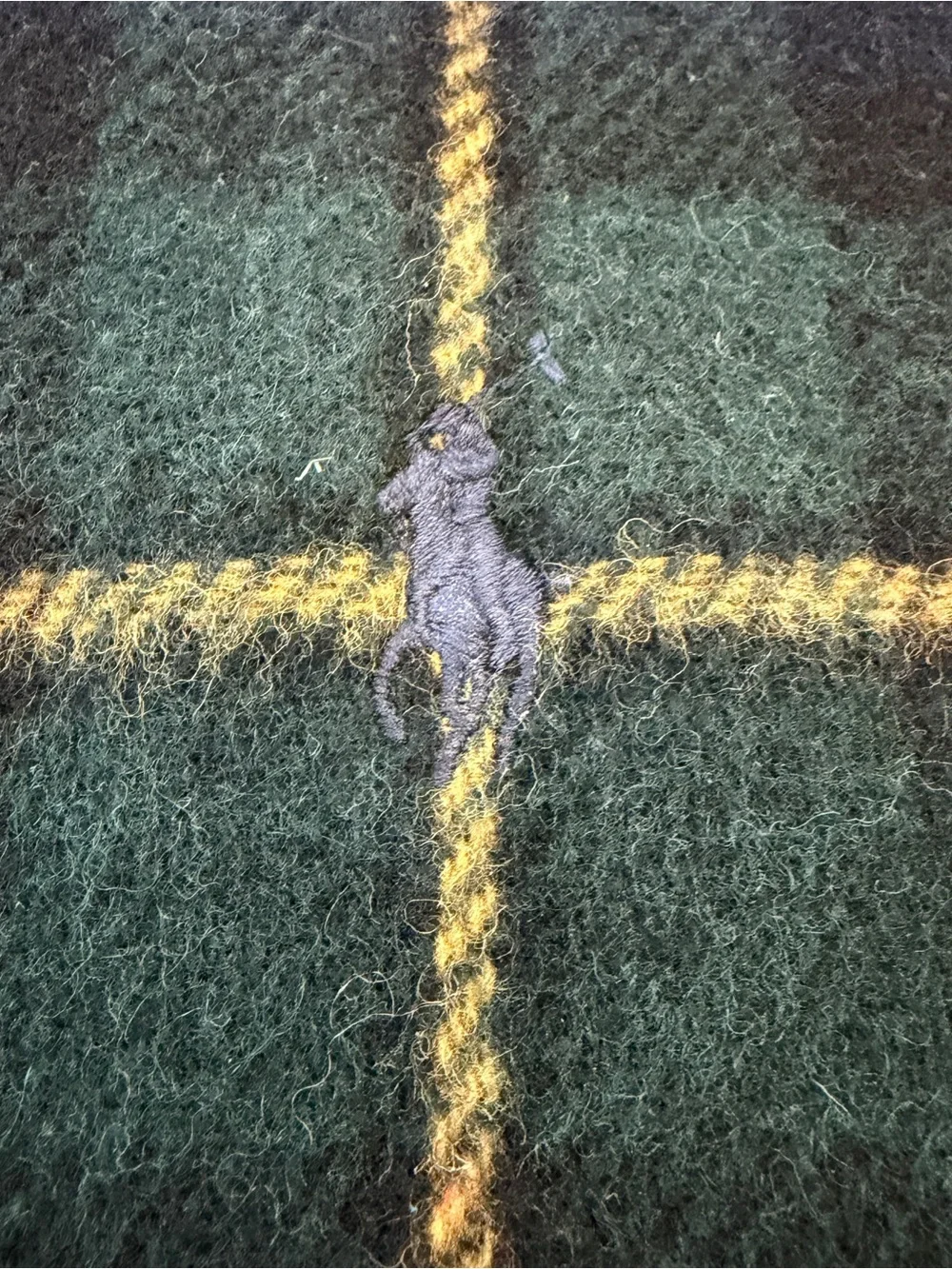 Polo Ralph Lauren Brown Herringbone & Dark Green Plaid Wool Scarf